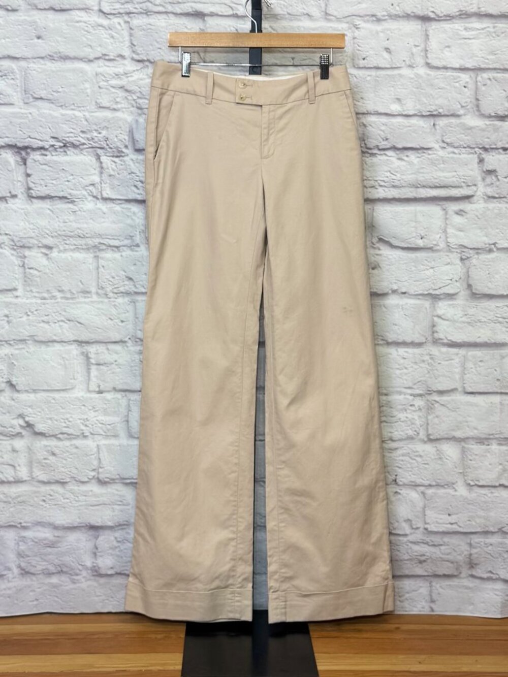 Banana Republic Factory Jackson Fit Beige Cotton Wide Leg Pants